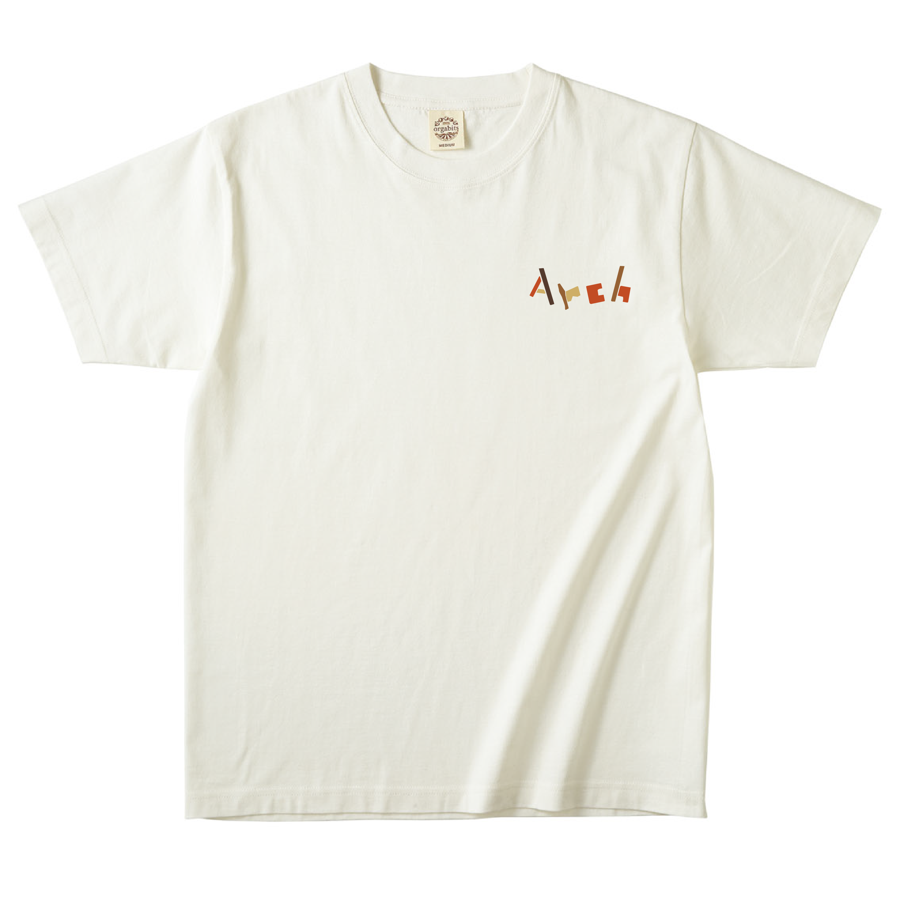 アーチの白いロゴTシャツ